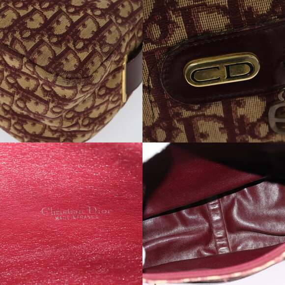 DIOR Trotter Canvas Shoulder Bag Red Gold - Picture 11 of 12